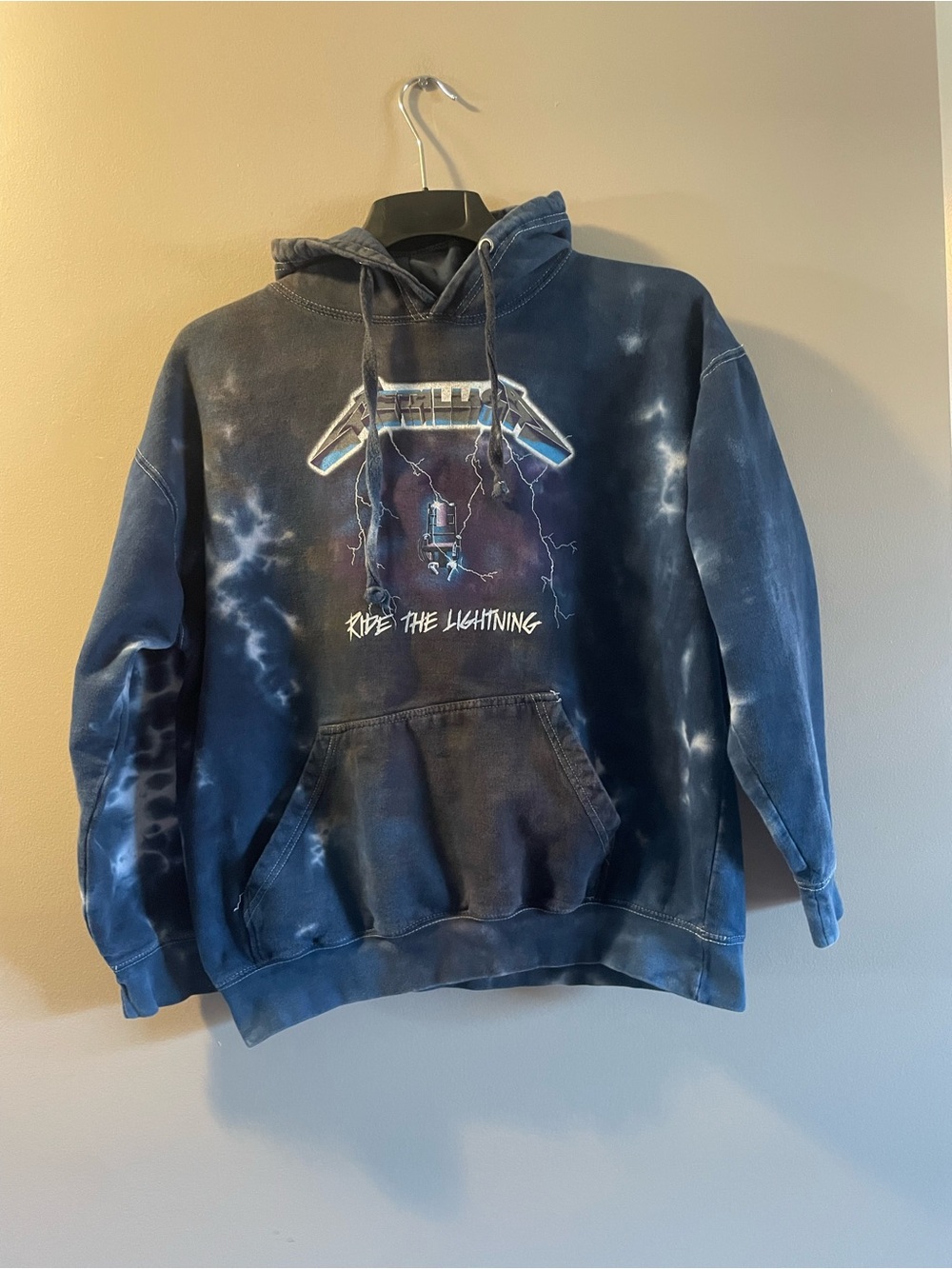 Metalica LG Navy Tie-Dye 'Ride the Lightning' Crewneck Hoodie